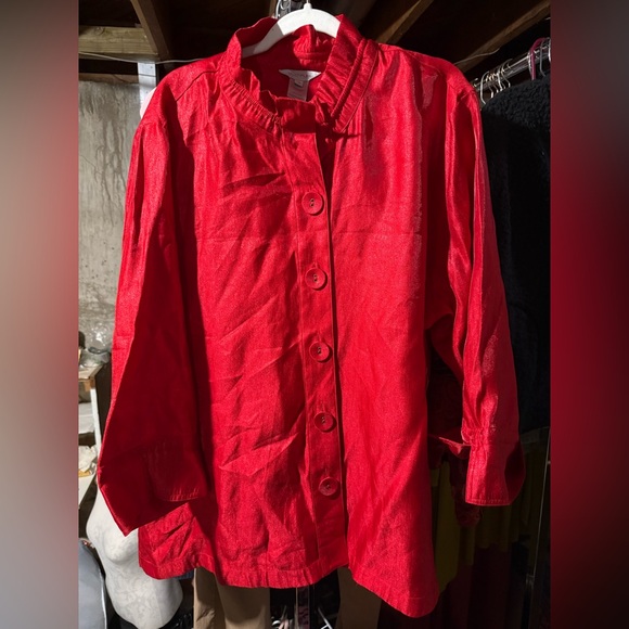 Multiples Vibrant Red Button-Up Jacket - Picture 1 of 8